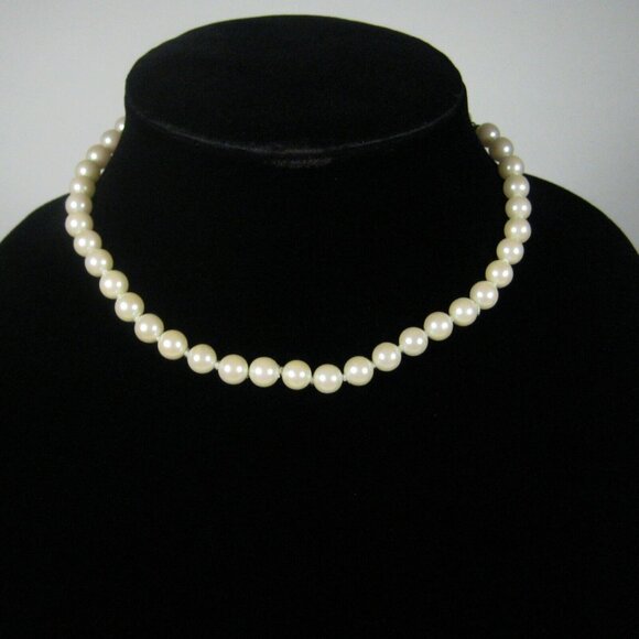 Necklace 13 In Collar Choker Imitation Pearl Beaded Jewelry Vintage 60s 50s - Picture 4 of 9